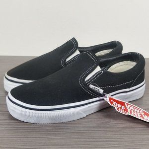 Vans Kids Slip-On Sneaker, Black & White Fabric, Childrens Size 1.5